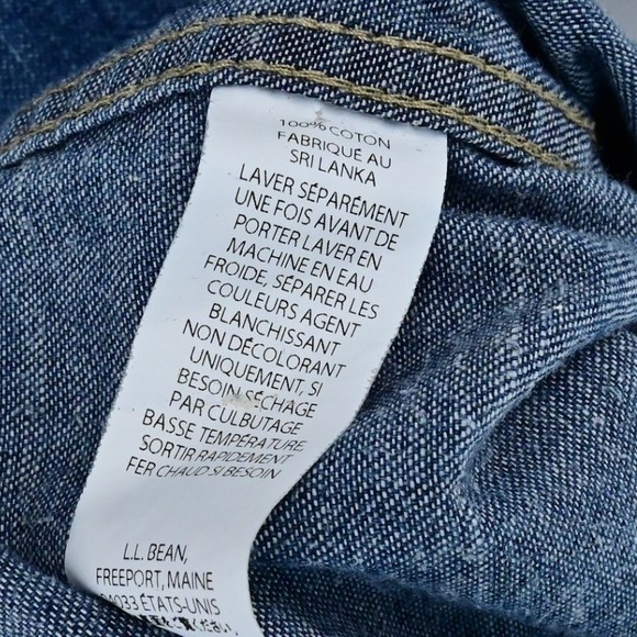 LL Bean M L/T100% Cotton Heavy Denim Traditional Fit Long Sleeve Shirt Classic - Picture 5 of 12